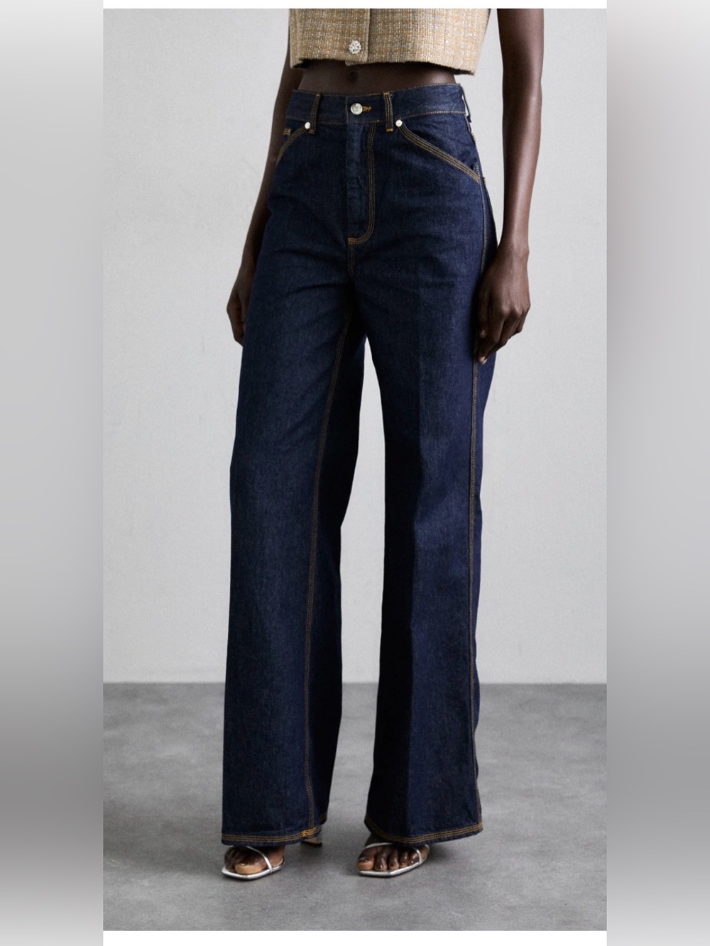 Sandro Dark Indigo Wide-Leg Jeans FLAWED